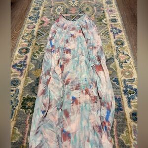 lovestitch Pastel Abstract Print Maxi Dress in Pink, Blue & Mint
